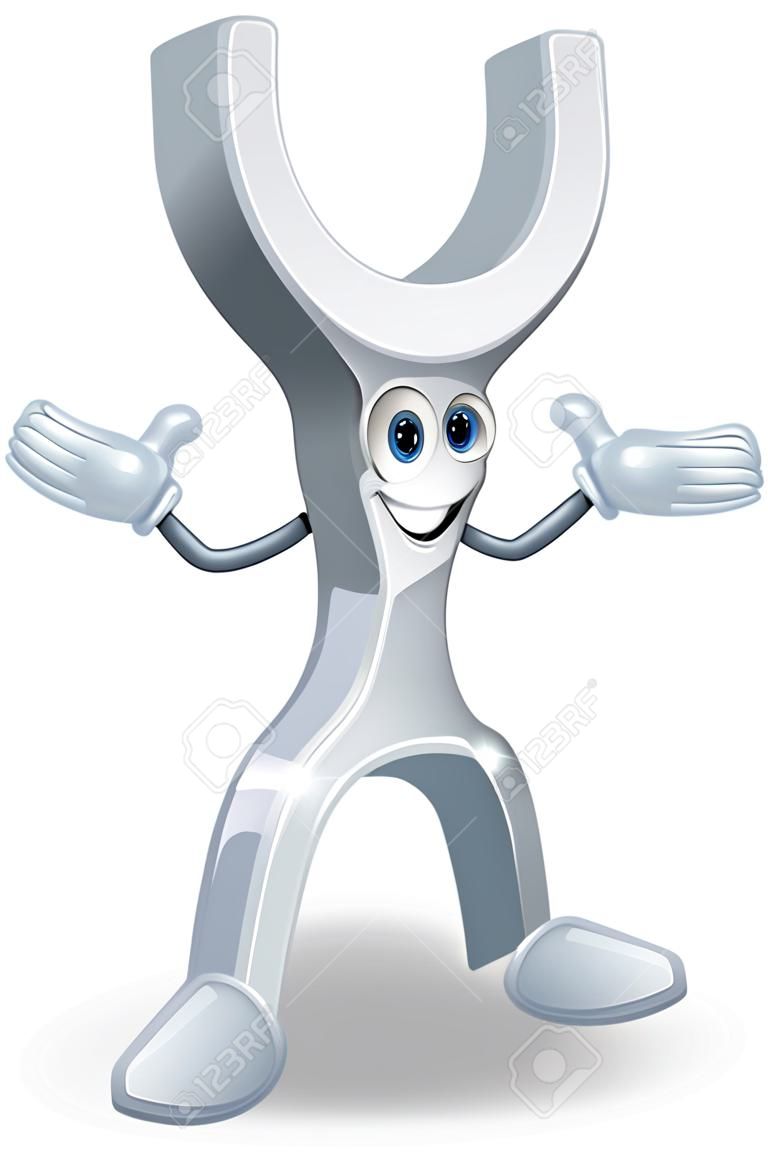 A wrench or spanner tool cartoon character mascot illustration
