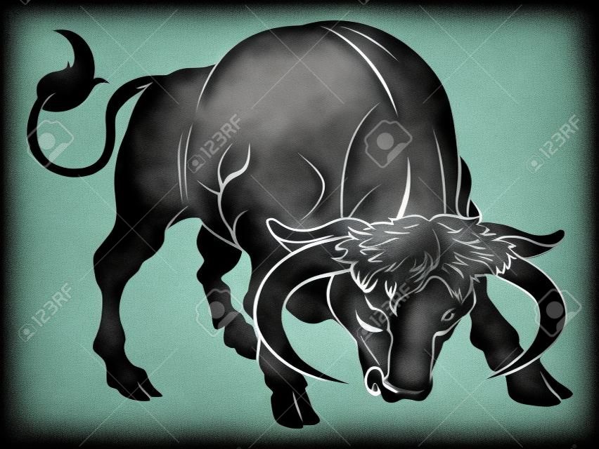 一個程式化的黑色公牛也許是公牛紋身的說明