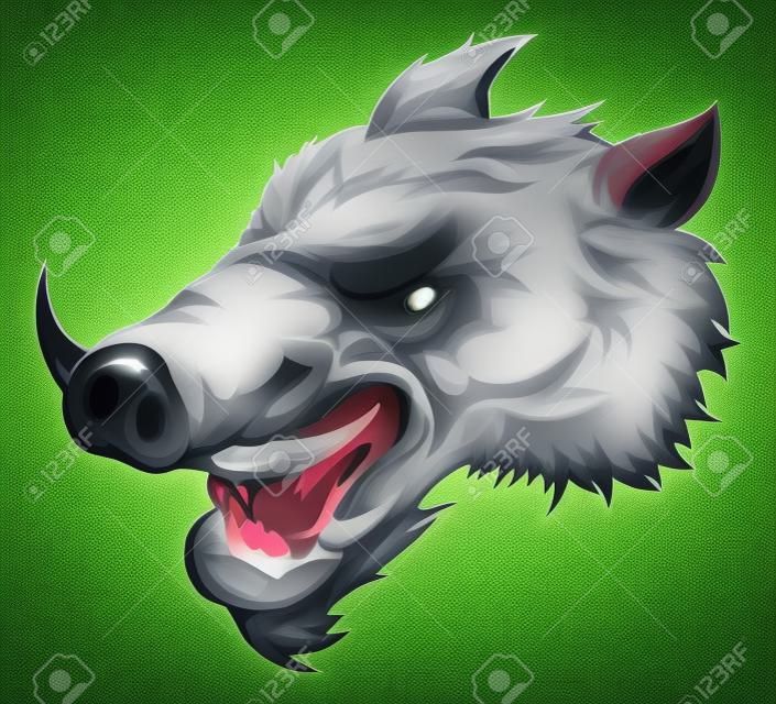 An illustration of a fierce boar animal character or sports mascot