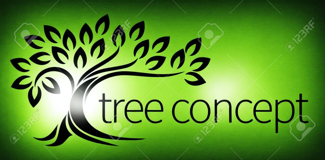 ツリー アイコンの概念と様式化されたツリーの葉、テキストで使用されているに自分自身を貸す