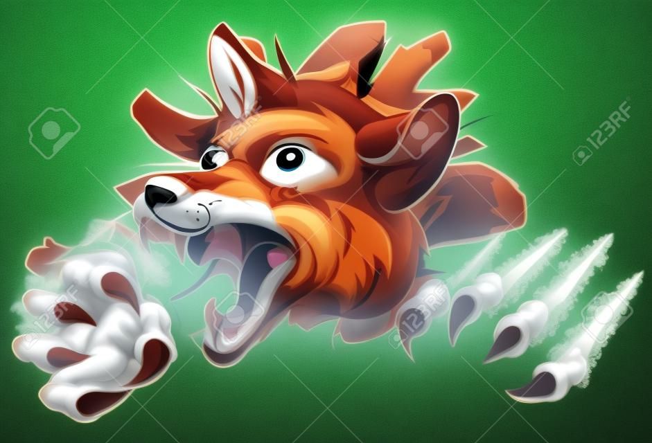 Ilustrację charakter sportowy fox zwierząt maskotka Cartoon rozdzieranie przez tle
