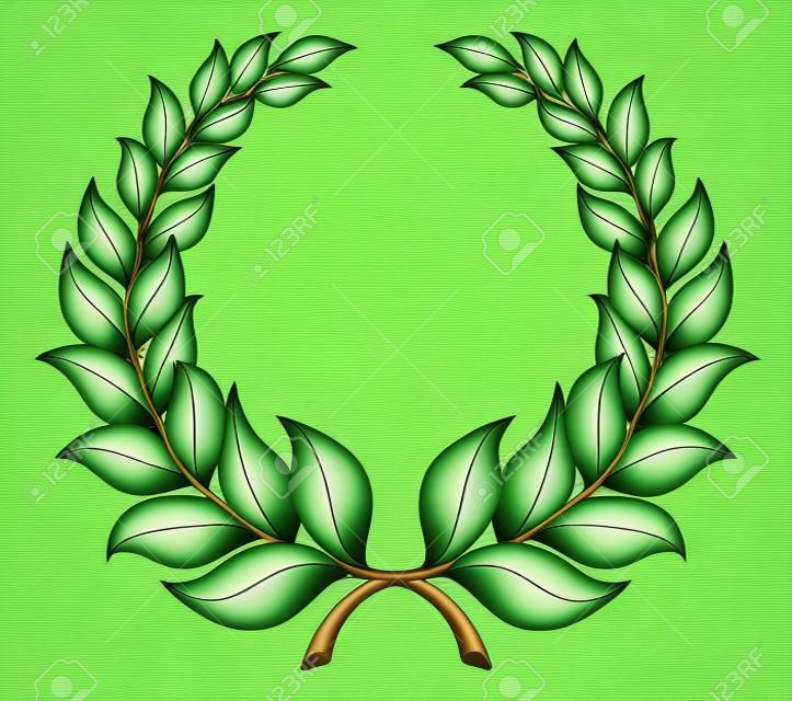 一种由两个树枝组成的圆形绿色花环的图案。