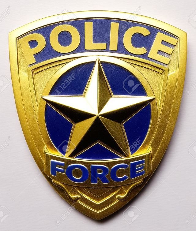 Un insigne d'or de la Force de police avec une étoile dans le centre