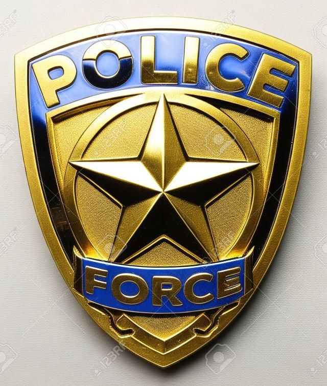 一个警察中心的黄金徽章