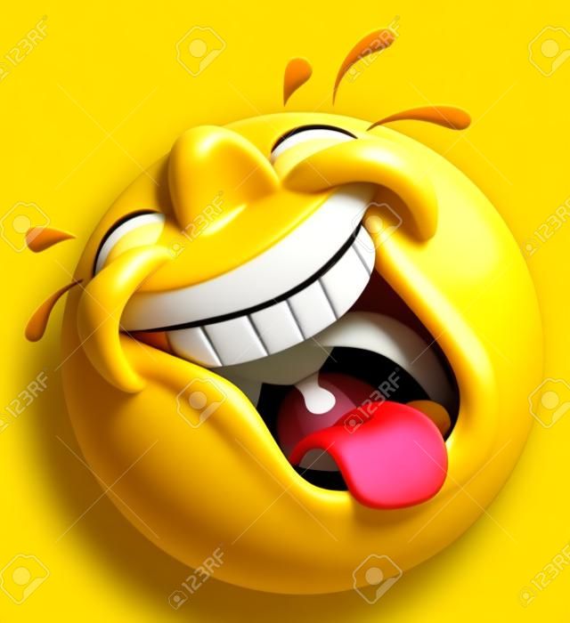 Un rire emoji émoticône smiley caractère très heureux de visage rire des larmes si dur photographiez out