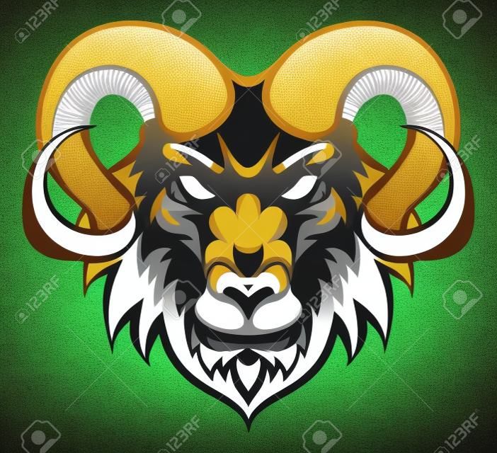 An illustration of a ram animal mean sports mascot head