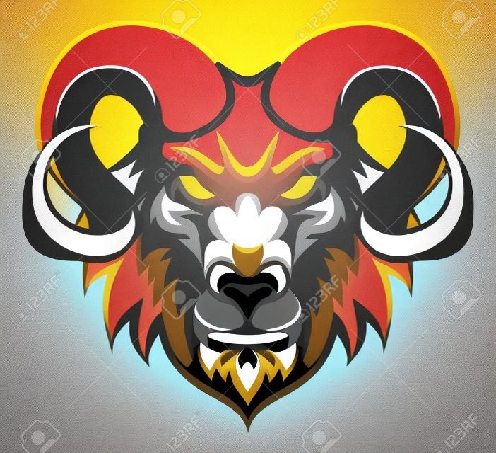 An illustration of a ram animal mean sports mascot head