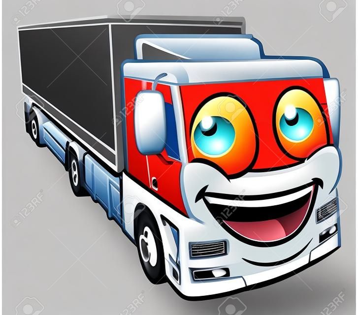 Une logistique de transport camion camion dessin animé personnage mascotte de l'industrie du fret