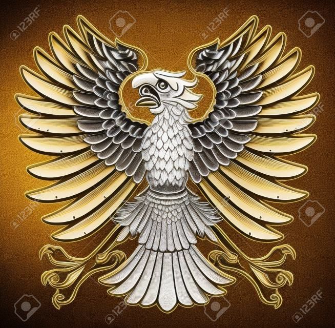 An imperial coat of arms style eagle bird emblem