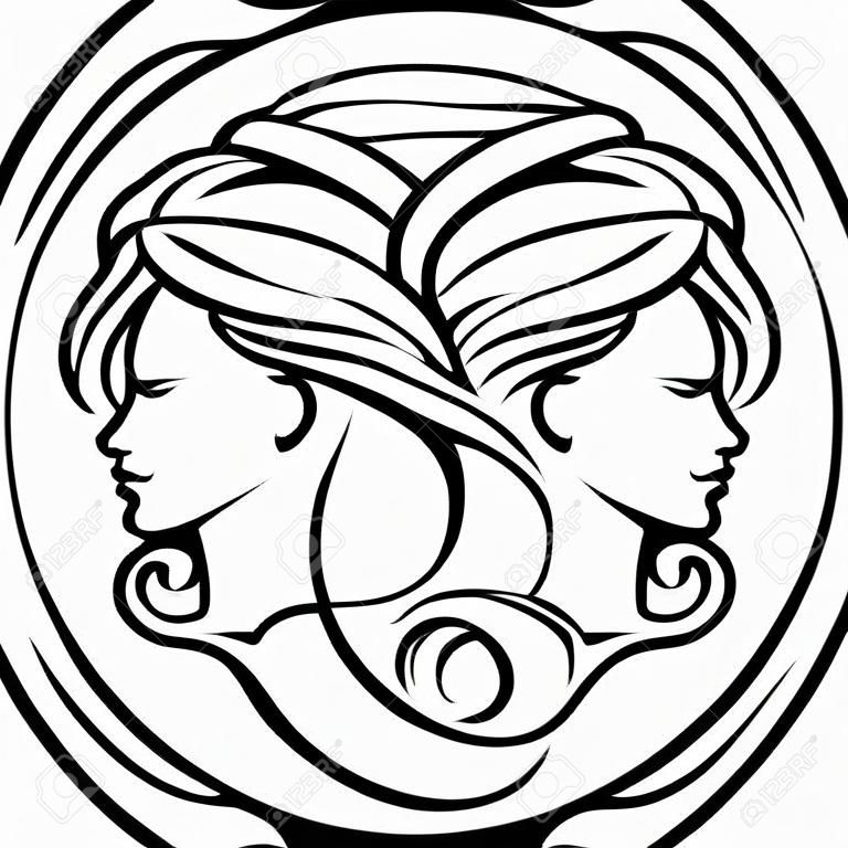 Astrologie dierenriem tekent cirkel Gemini tweeling horoscoop symbool