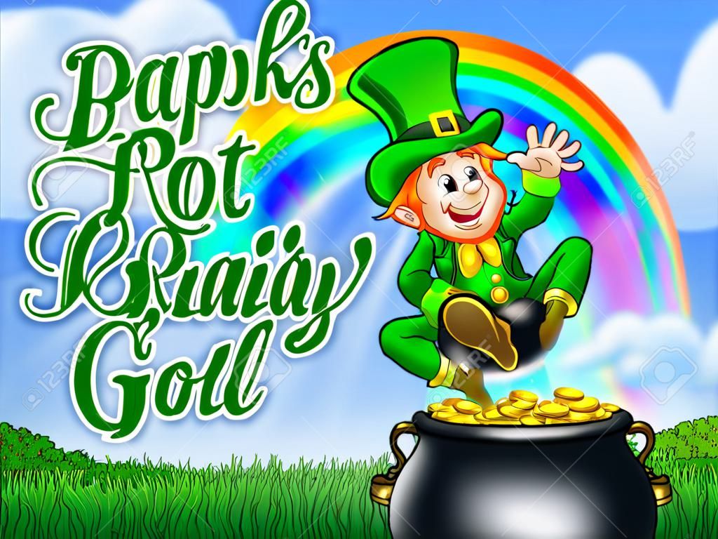 St Patricks Day Leprechaun Pot of Gold End Rainbow