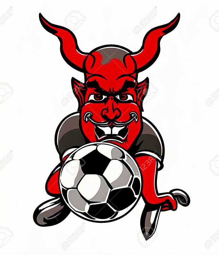 Mascota del fútbol del fútbol del diablo