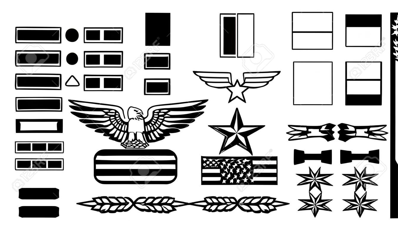 军事陆军将军衔徽章矢量图。