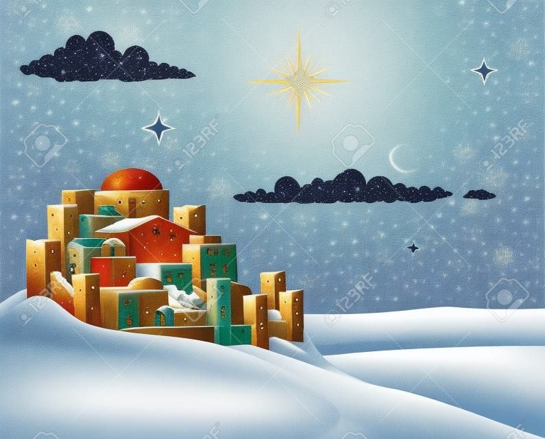 Nativity Christmas Bethlehem Star Cartoon Scene