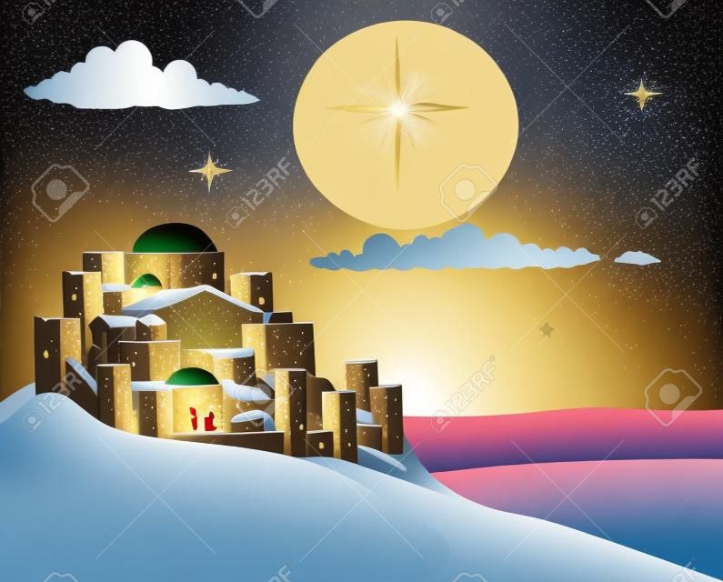 Natividade Natal Bethlehem Estrela Cartoon Cena