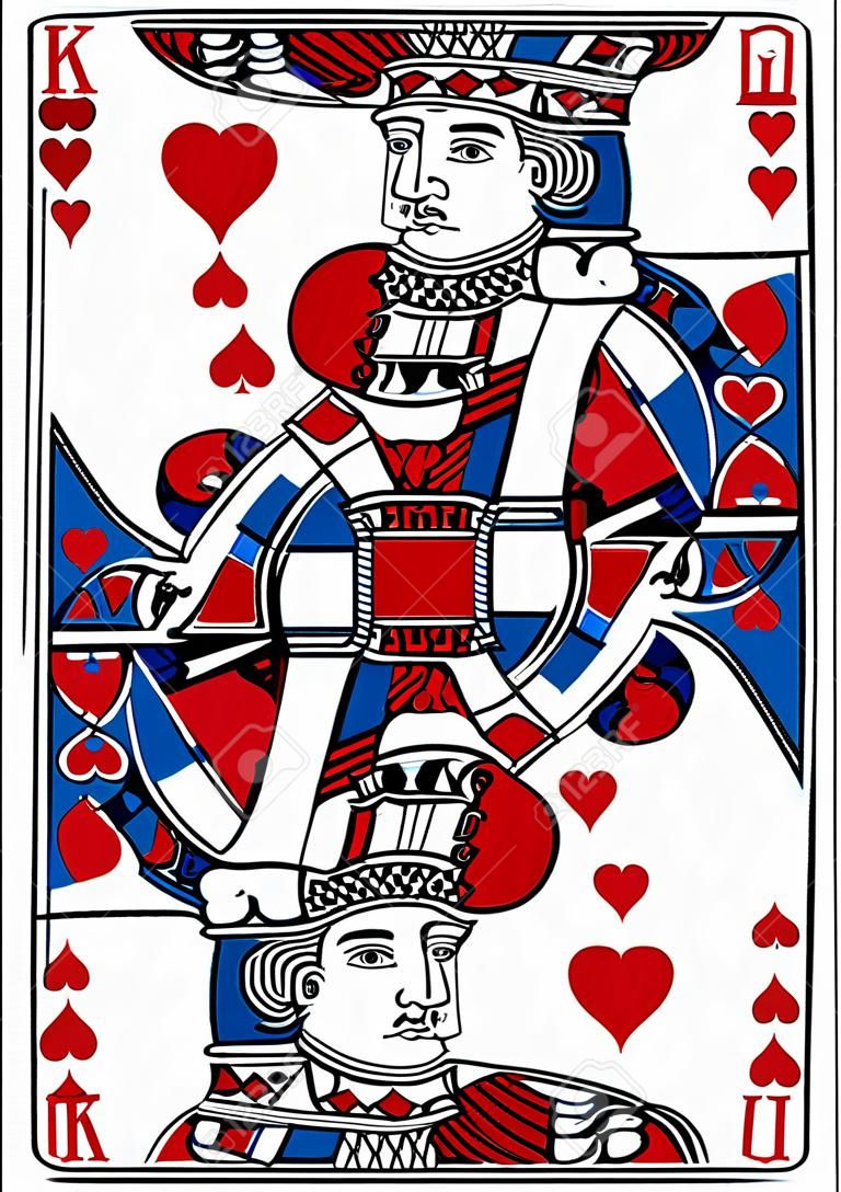 Spielkarte Herzkönig Rot Blau und Schwarz