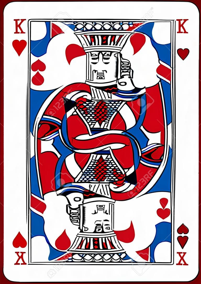 Playing Card King of Hearts Red Blue and Black