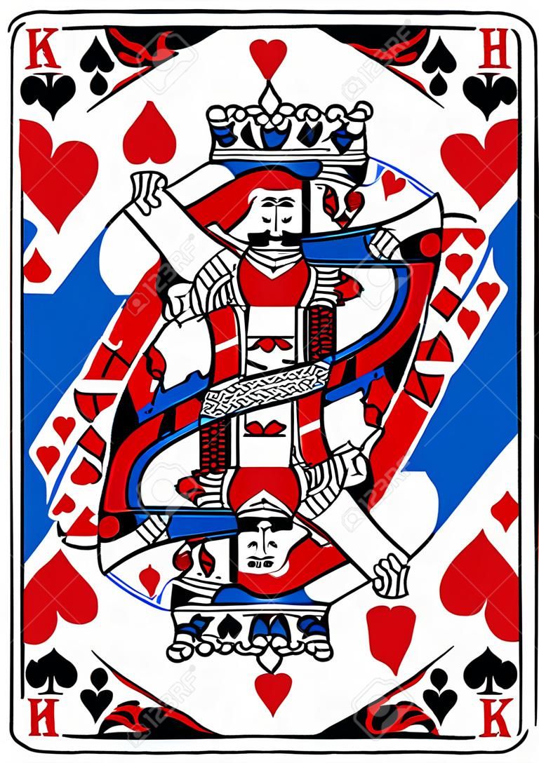 Spielkarte Herzkönig Rot Blau und Schwarz