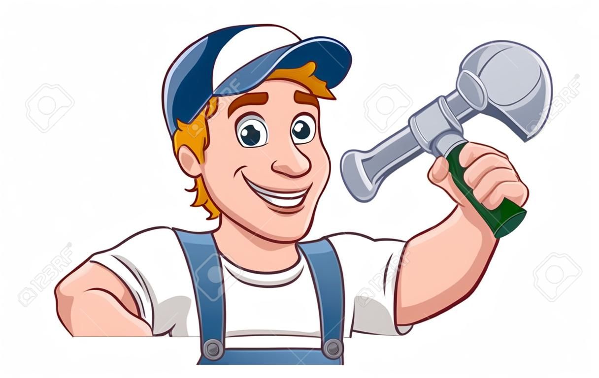 Heimwerker Hammer Cartoon Mann DIY Carpenter Builder