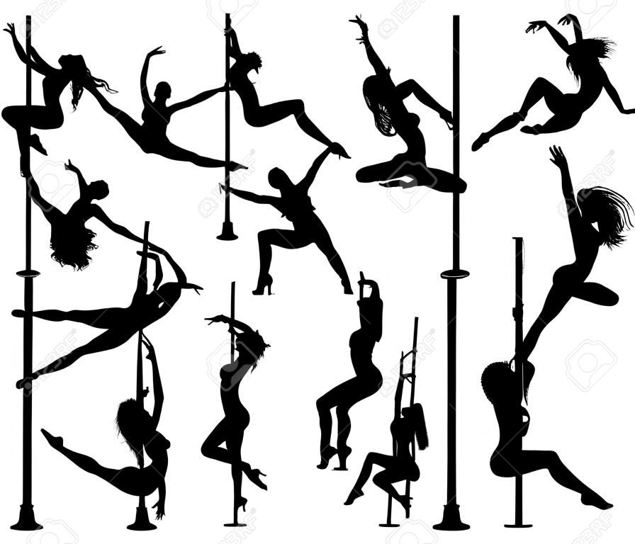 Pole Dancer Mulheres Silhouettes Set