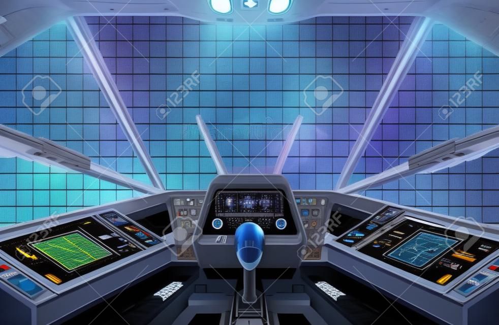 Navio Espacial ou Avião Aéreo Interior Cockpit
