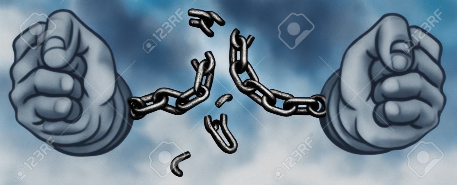 Mãos Quebrando Chain Shackles Cuffs Freedom Design