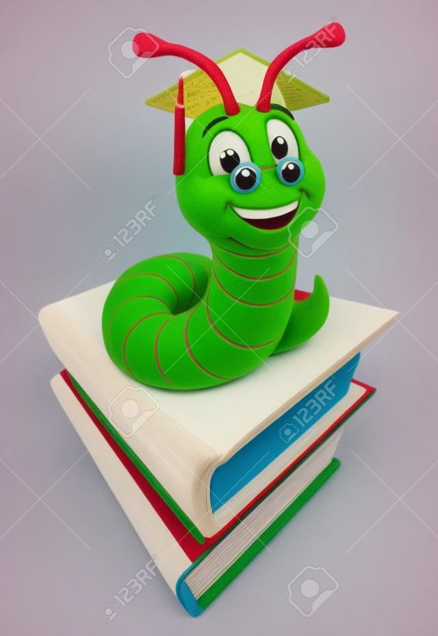 Cartoon Caterpillar Book Worm
