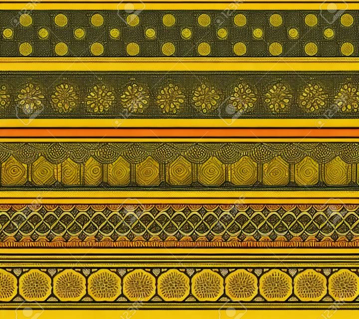 Henna detallado Frontera Banner, inspirada Henna Colorido frontera de diseño vectorial étnica de la India puede ser utilizado en la industria textil, diseño de libros, página web de fondo