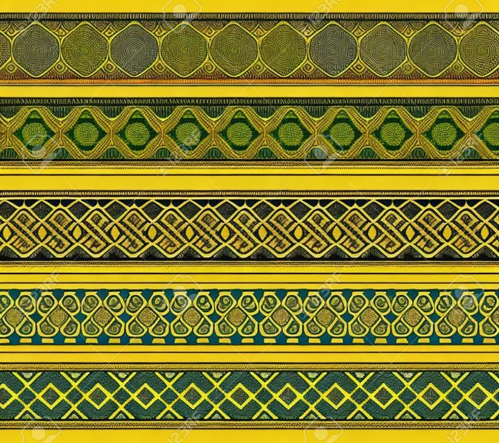 Henna detallado Frontera Banner, inspirada Henna Colorido frontera de diseño vectorial étnica de la India puede ser utilizado en la industria textil, diseño de libros, página web de fondo