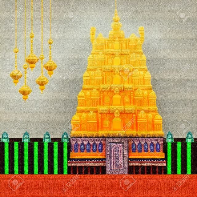 Индуистский храм на фоне образца