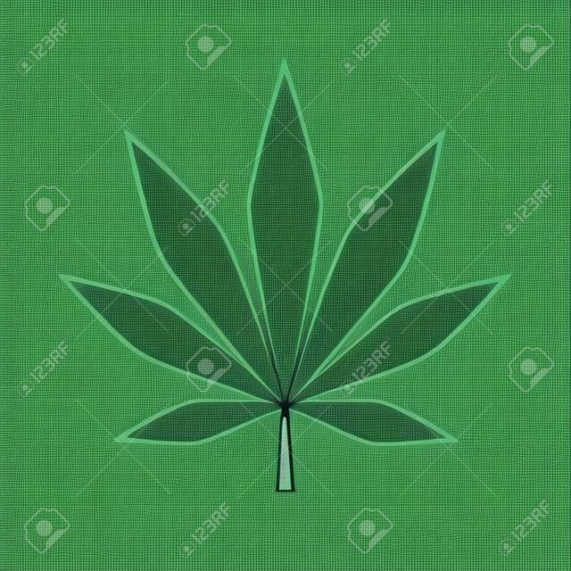 green cannabis leaf simple drawing vector illustration EPS10