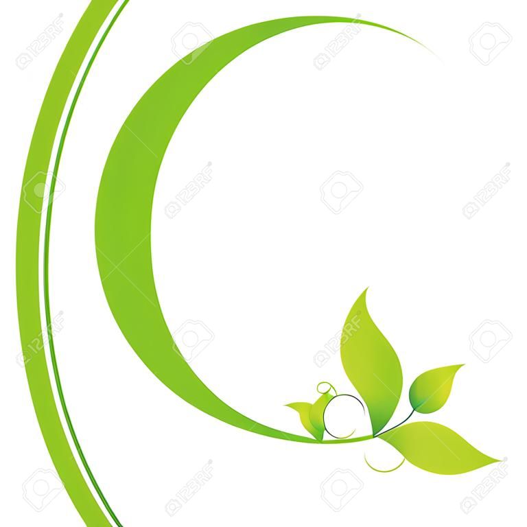 círculo verde tendril com folhas ilustração vetorial EPS10