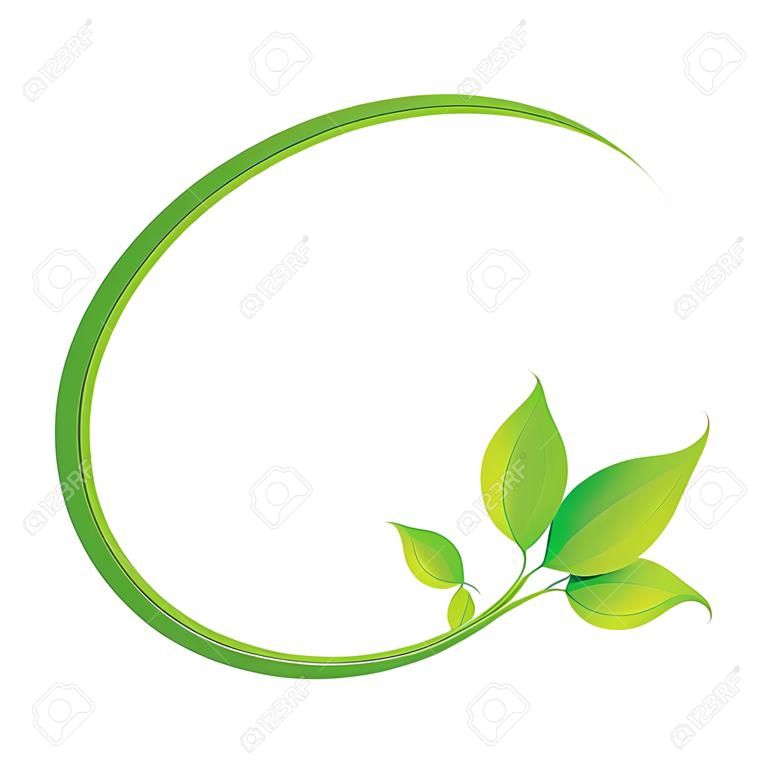 green circle tendril with leaves vector illustration EPS10