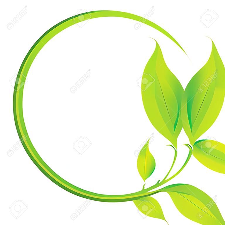 zielone kółko wąs z liśćmi ilustracji wektorowych EPS10