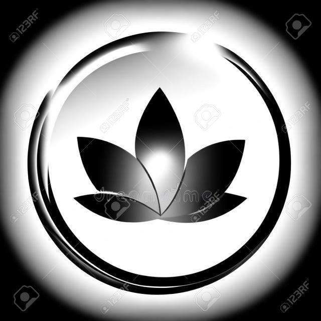 black lotus icon in a circle isolated on white background vector illustration