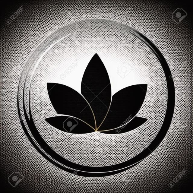 icono de loto negro en un círculo aislado en la ilustración de vector de fondo blanco
