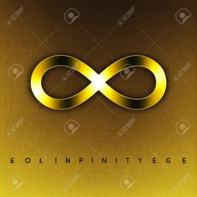 Symbole de l'infini doré sur fond blanc illustration vecteur EPS10
