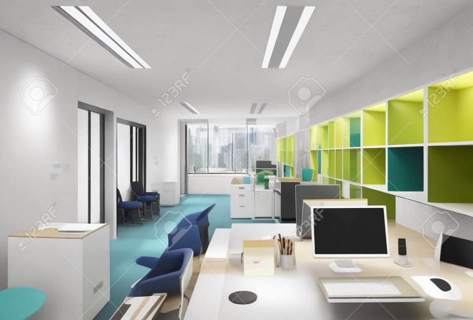 Interior of an office, modern design, simple furniture. 