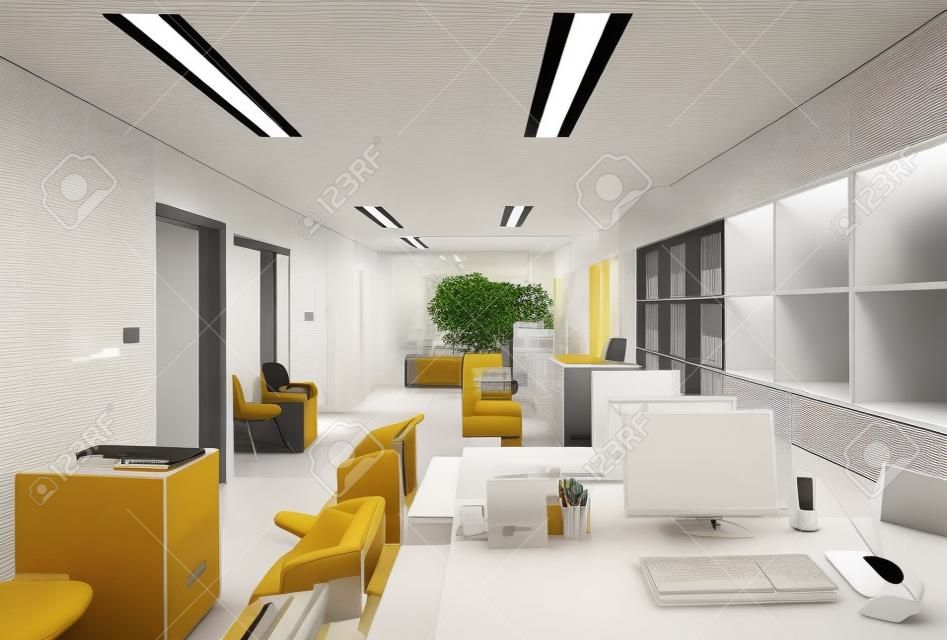 Interior of an office, modern design, simple furniture. 