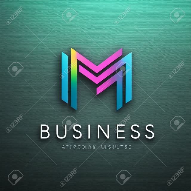 творческое письмо M Абстрактные бизнес логотип дизайн шаблона.
