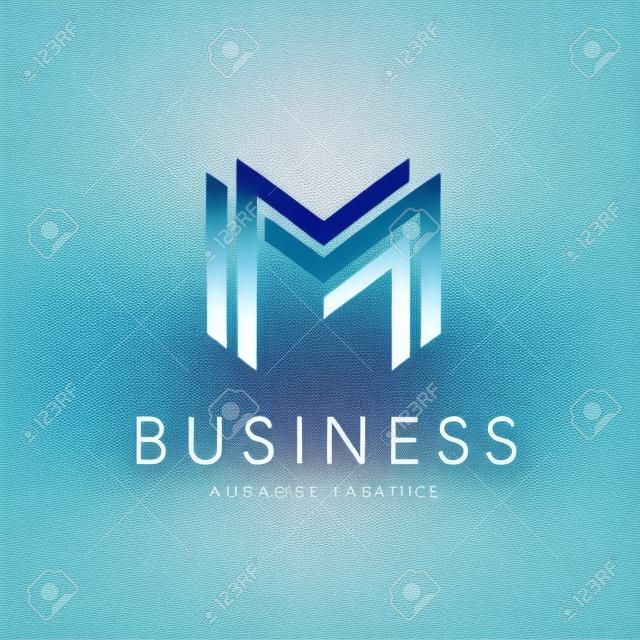 carta criativa M Modelo de design de logotipo de negócios abstrato.