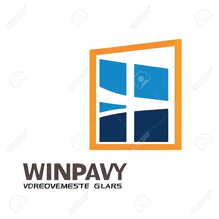 Окно шаблон логотипа вектор, абстрактные окна и стекла вектор бизнес значок