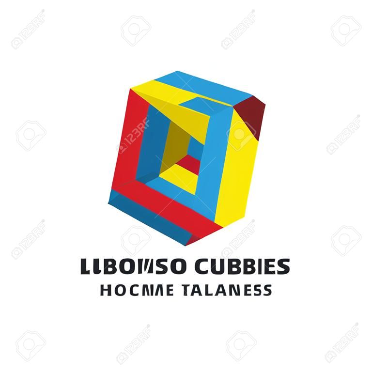 cubo cuadrado geométrico creativo con concepto de vector de logotipo de combinación fresca