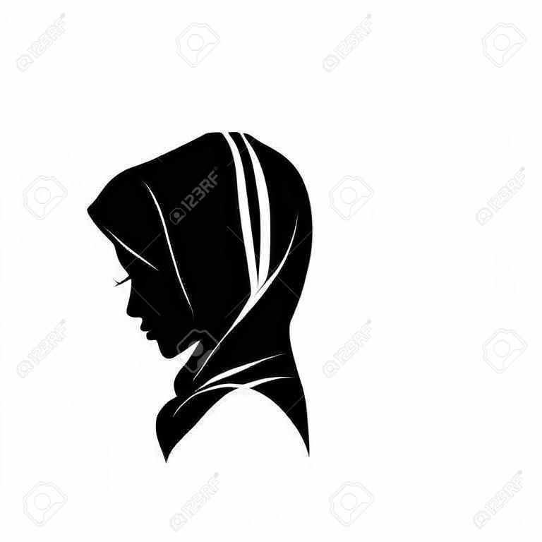 ヒジャーブファッションシルエットベクトルで美しいイスラム教徒の女性