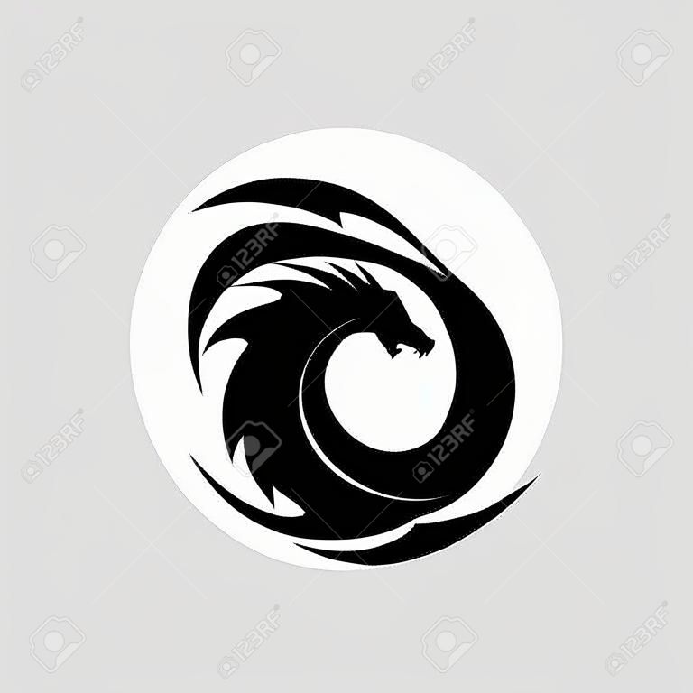 drago creativo silhouette cerchio logo design illustrazione vettoriale