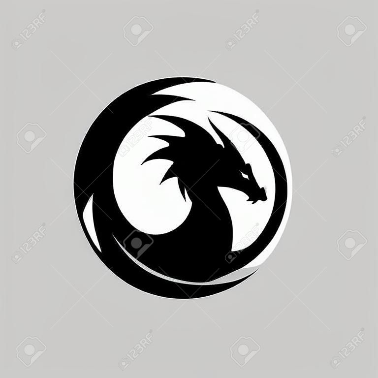 creatieve draken silhouet cirkel logo ontwerp vector illustratie