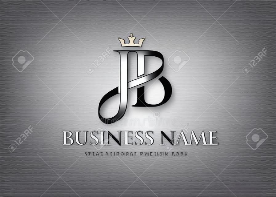 élégante lettre initiale jb avec vecteur de logo de couronne, illustration vectorielle de logo de lettrage créatif.