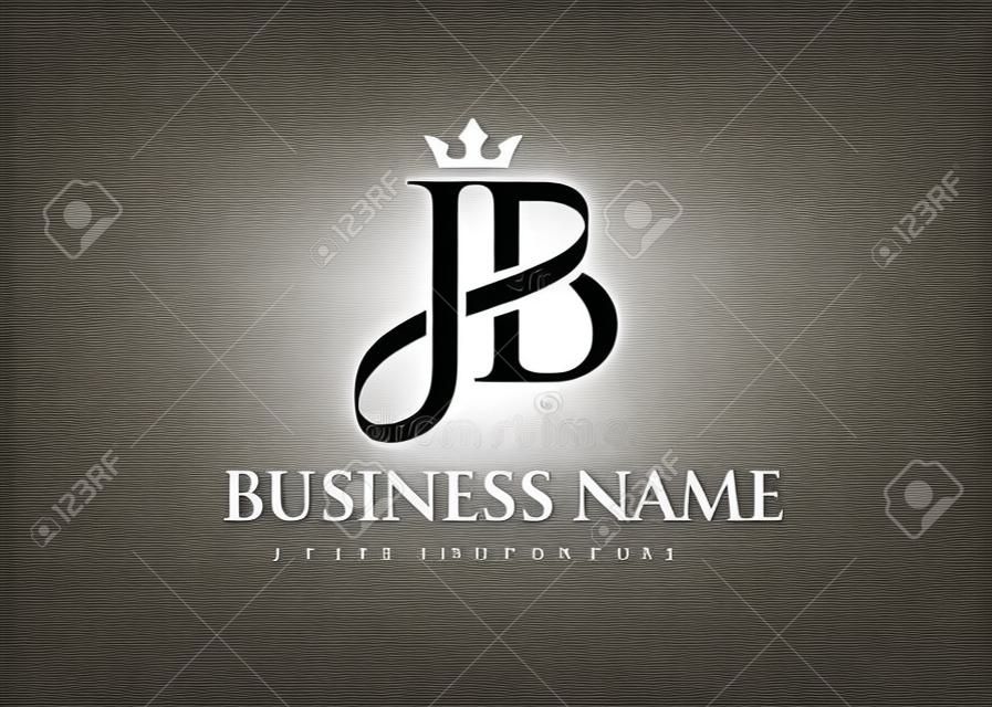 elegancka początkowa litera jb z koroną wektor logo, kreatywny napis Logo wektor ilustracja.