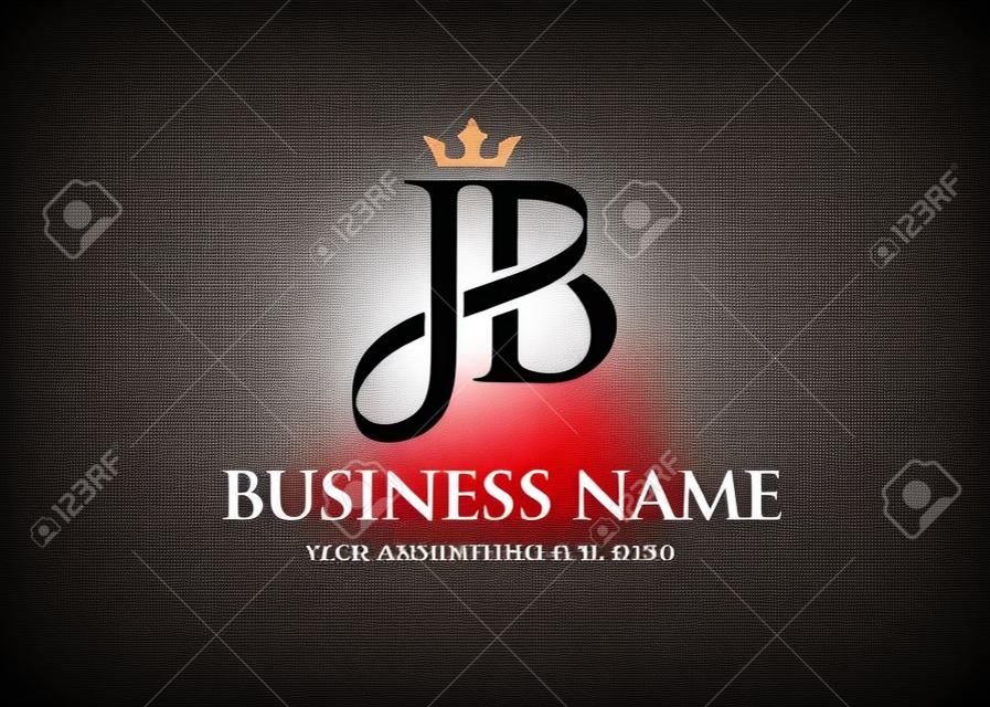 elegancka początkowa litera jb z koroną wektor logo, kreatywny napis Logo wektor ilustracja.