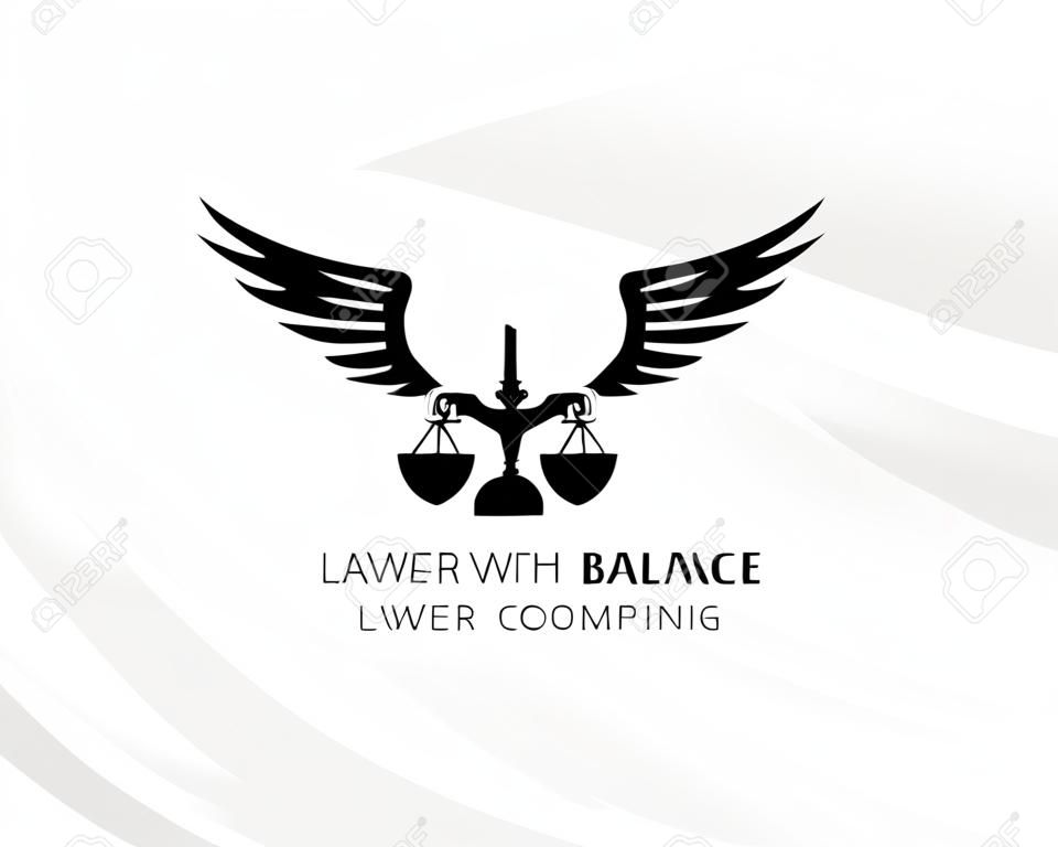 Águila con equilibrio Plantilla de logotipo de firma de abogados. Concepto para firmas legales, notarías o compañías de justicia